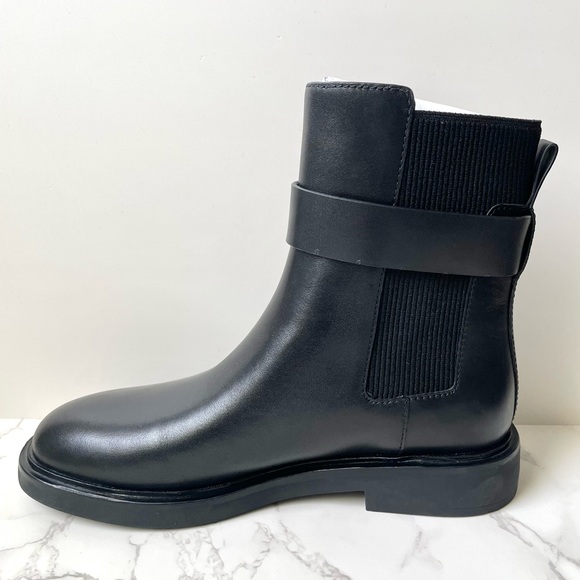 New Tory Burch Leather Double T Chelsea Monogram Ankle Boot Black - Picture 8 of 11